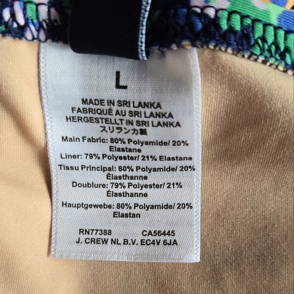 J. Crew V-neck Ruched One-Piece Swimsuit Bathing Suit Floral Pink Orange Large - Picture 6 of 9